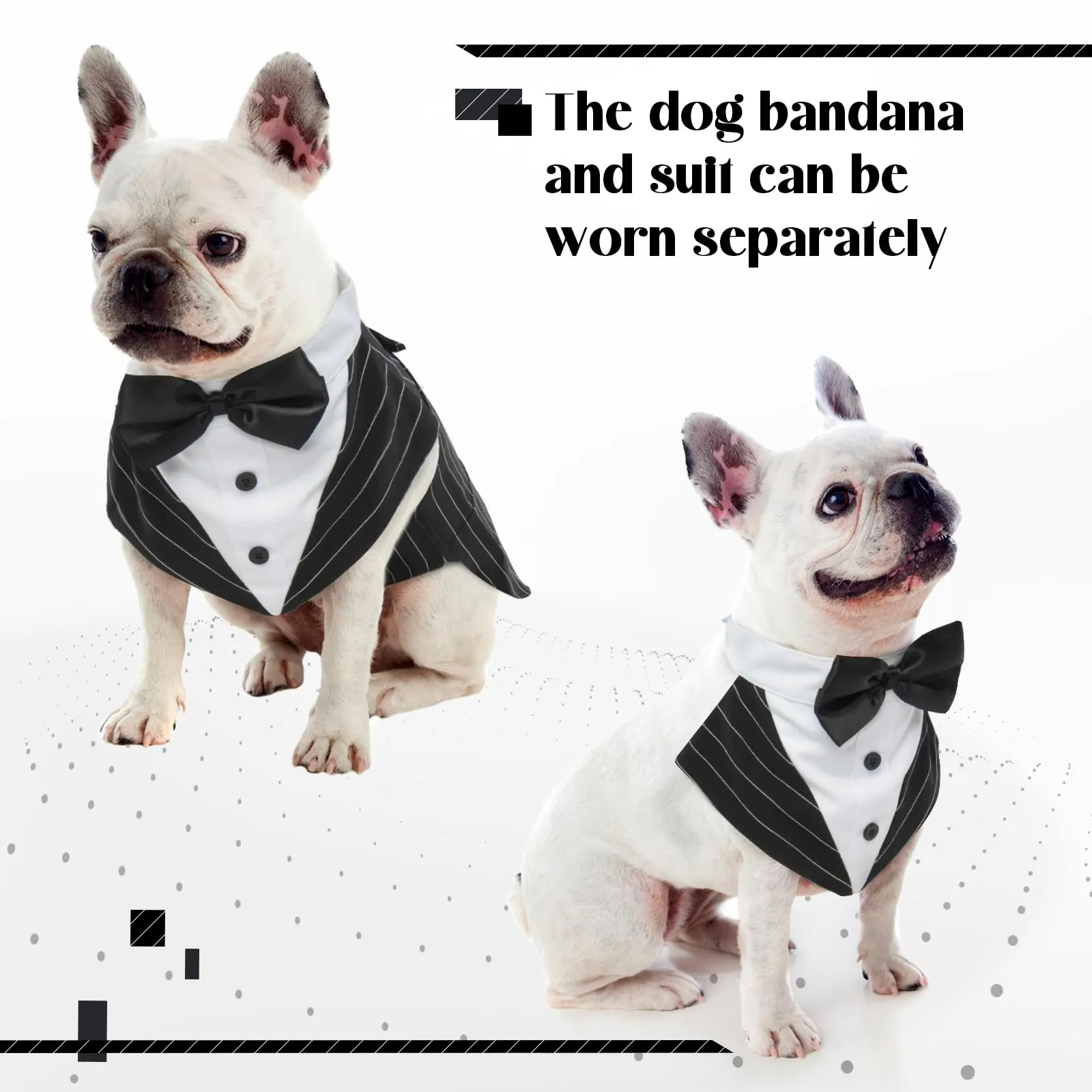 PUMYPOREITY Smoking per Cani, Vestito Cerimonia Elegante a Righe Nero, XXL - immagine 3