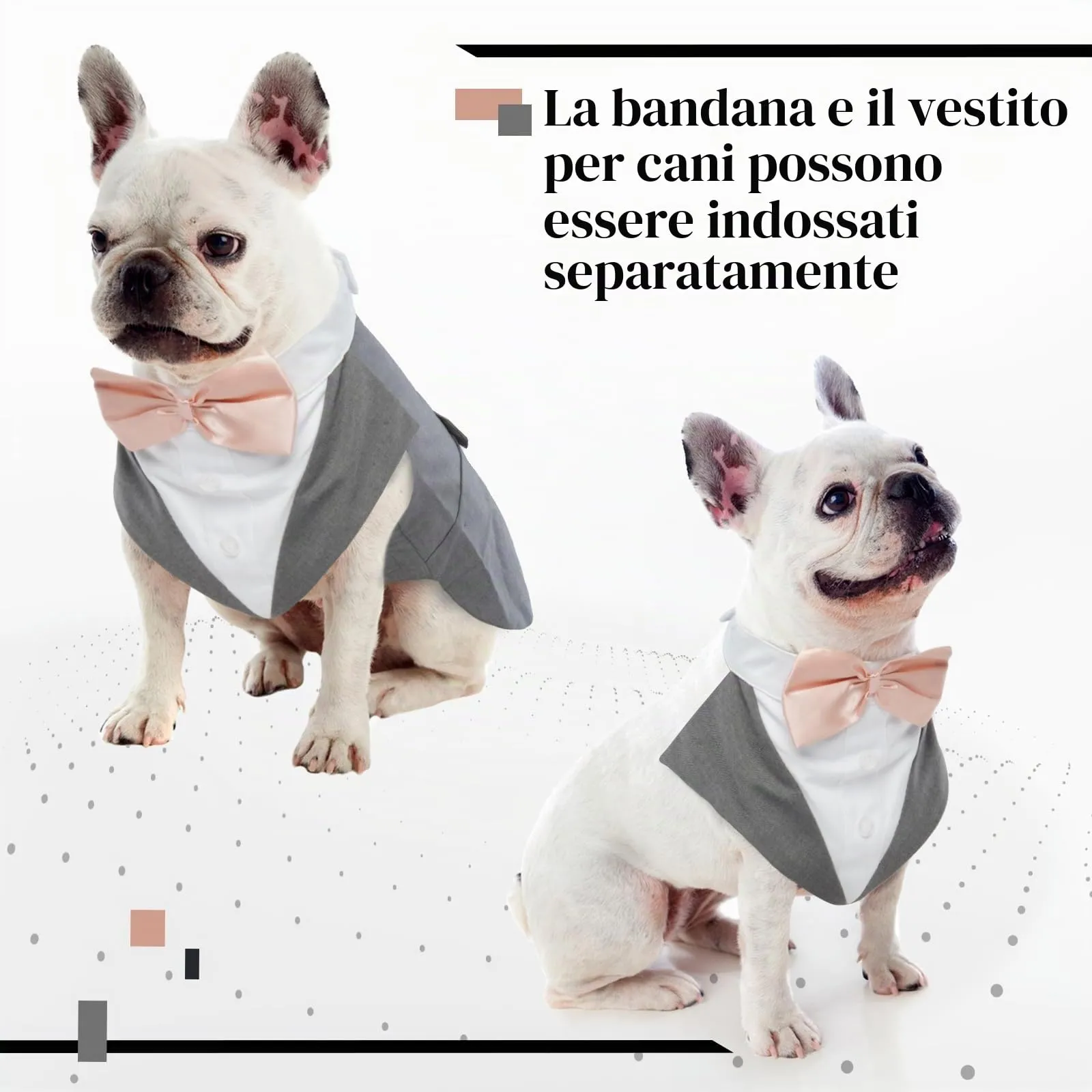 PUMYPOREITY Smoking per Cani Abito Formale Elegante, Grigio, L - immagine 3