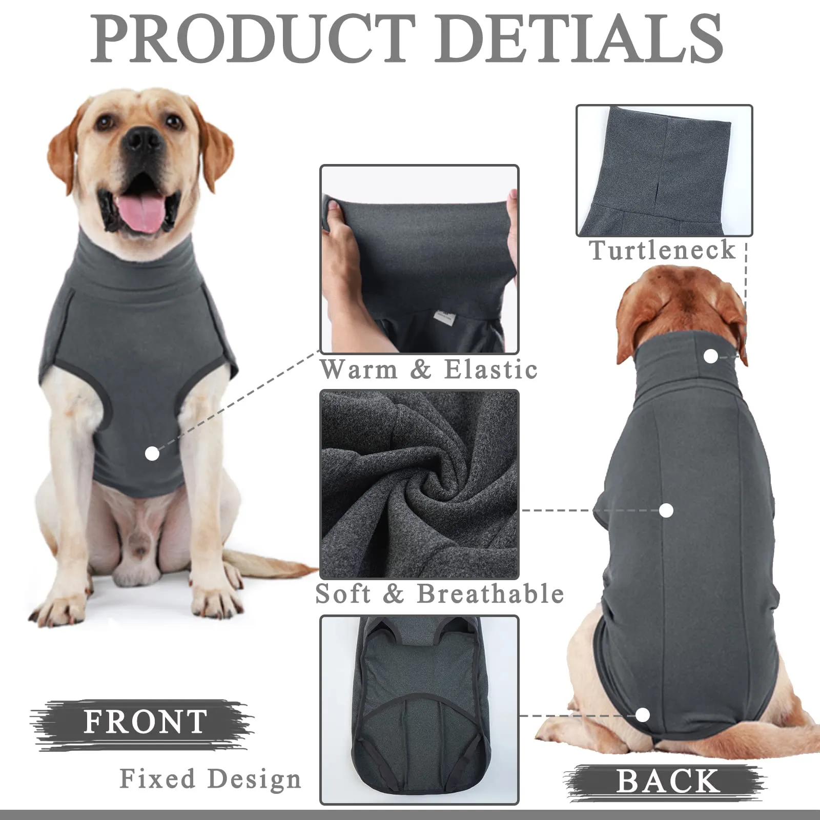 Hjyokuso Cappotto in Pile per Cane - Nero, 2XL - immagine 2