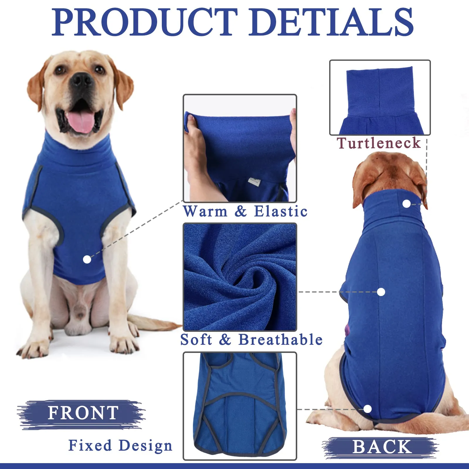 Hjyokuso Cappotto in Pile per Cane - Blu, XS - immagine 2