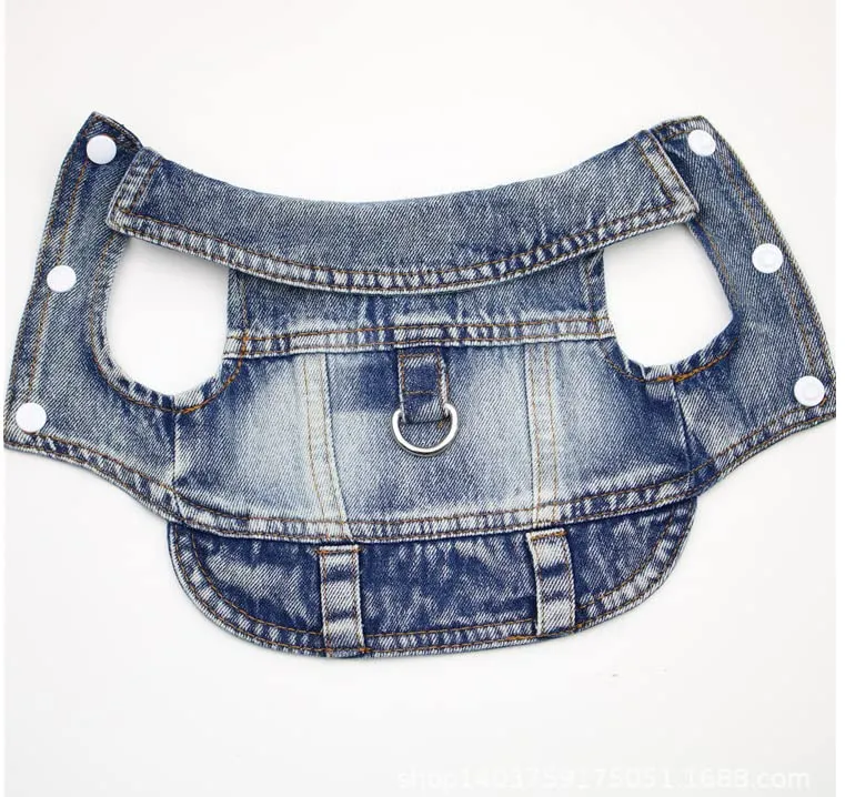 feiling Giacca in denim per cani con gancio per guinzaglio, Blu, XL - immagine 3