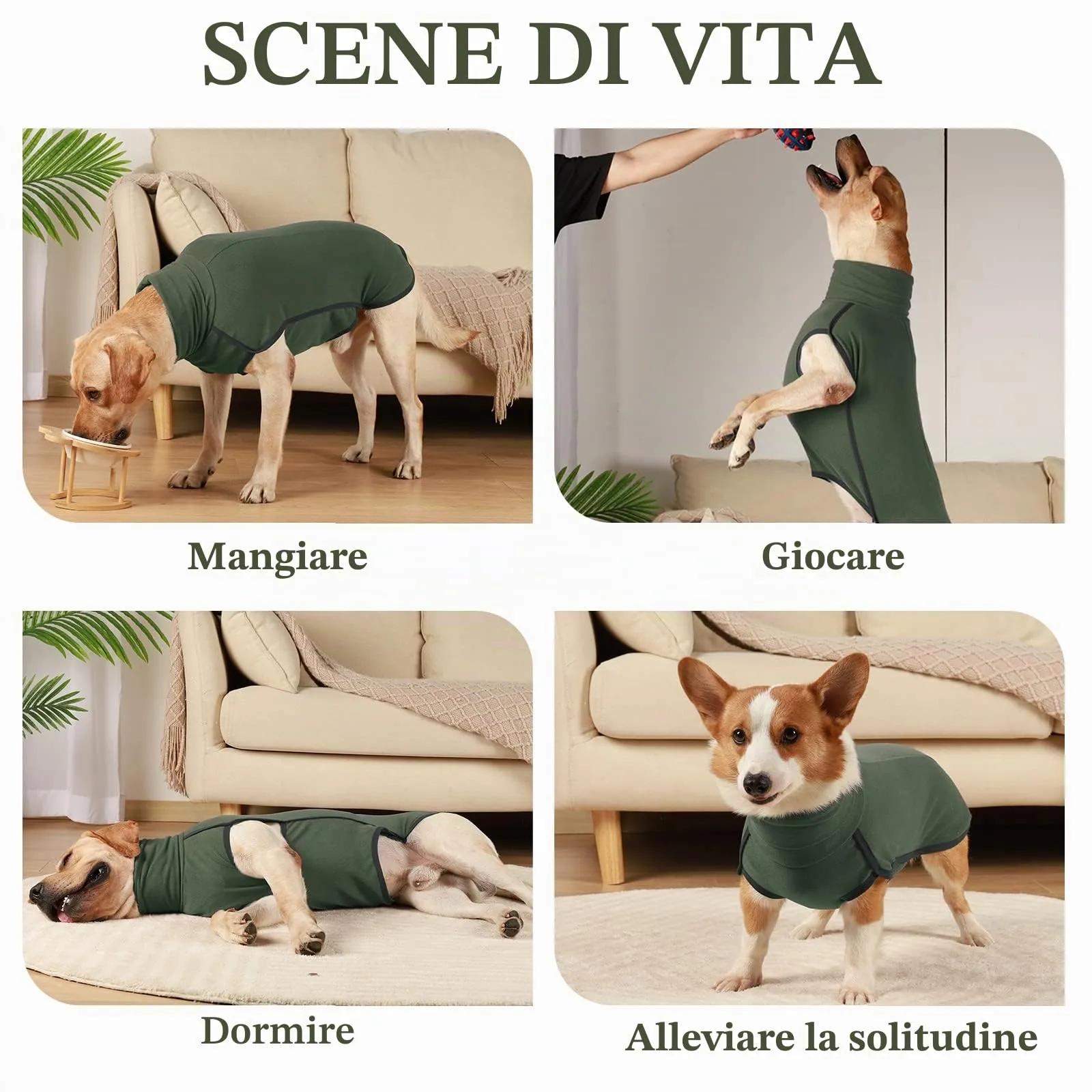 Hjyokuso Cappotto in Pile per Cani, Verde S - immagine 4