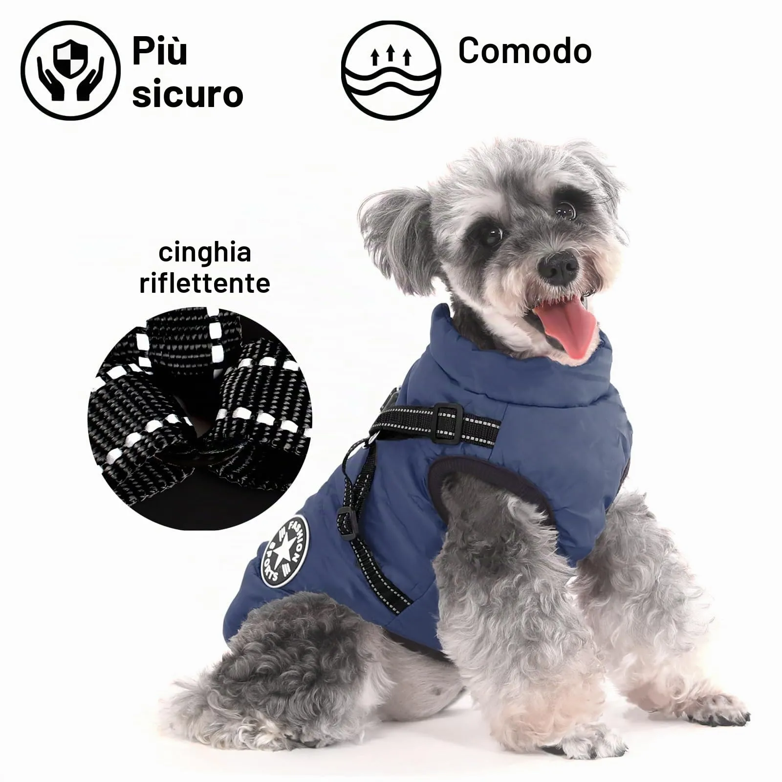 Aywoja Cappotto Cane Invernale Impermeabile con Pettorina e Strisce Riflettenti - immagine 4