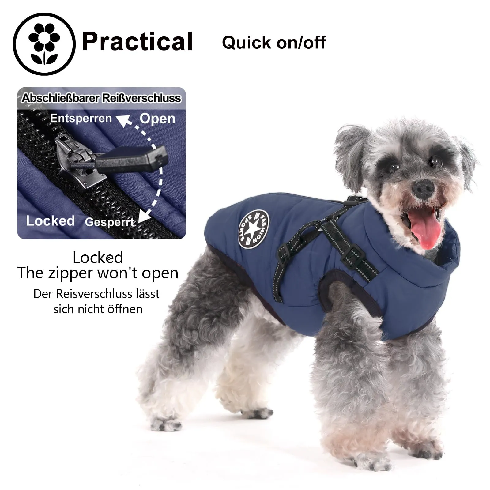 Aywoja Cappotto Cane Invernale con Pettorina, Impermeabile e Riflettente, Lavabile in Lavatrice - immagine 2
