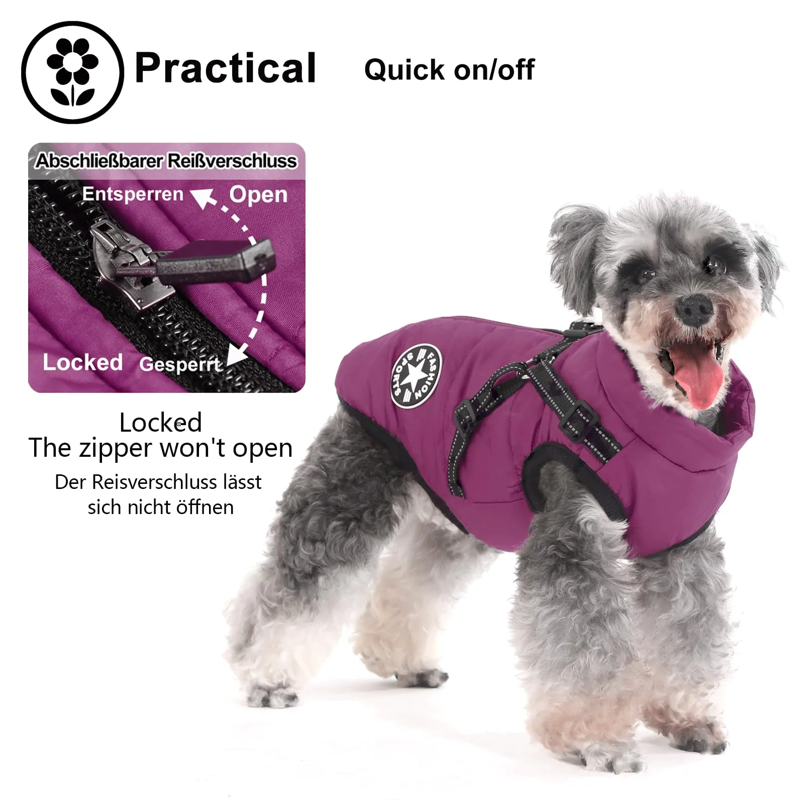 Aywoja Cappotto Cane Invernale Impermeabile con Pettorina e Strisce Riflettenti - immagine 2