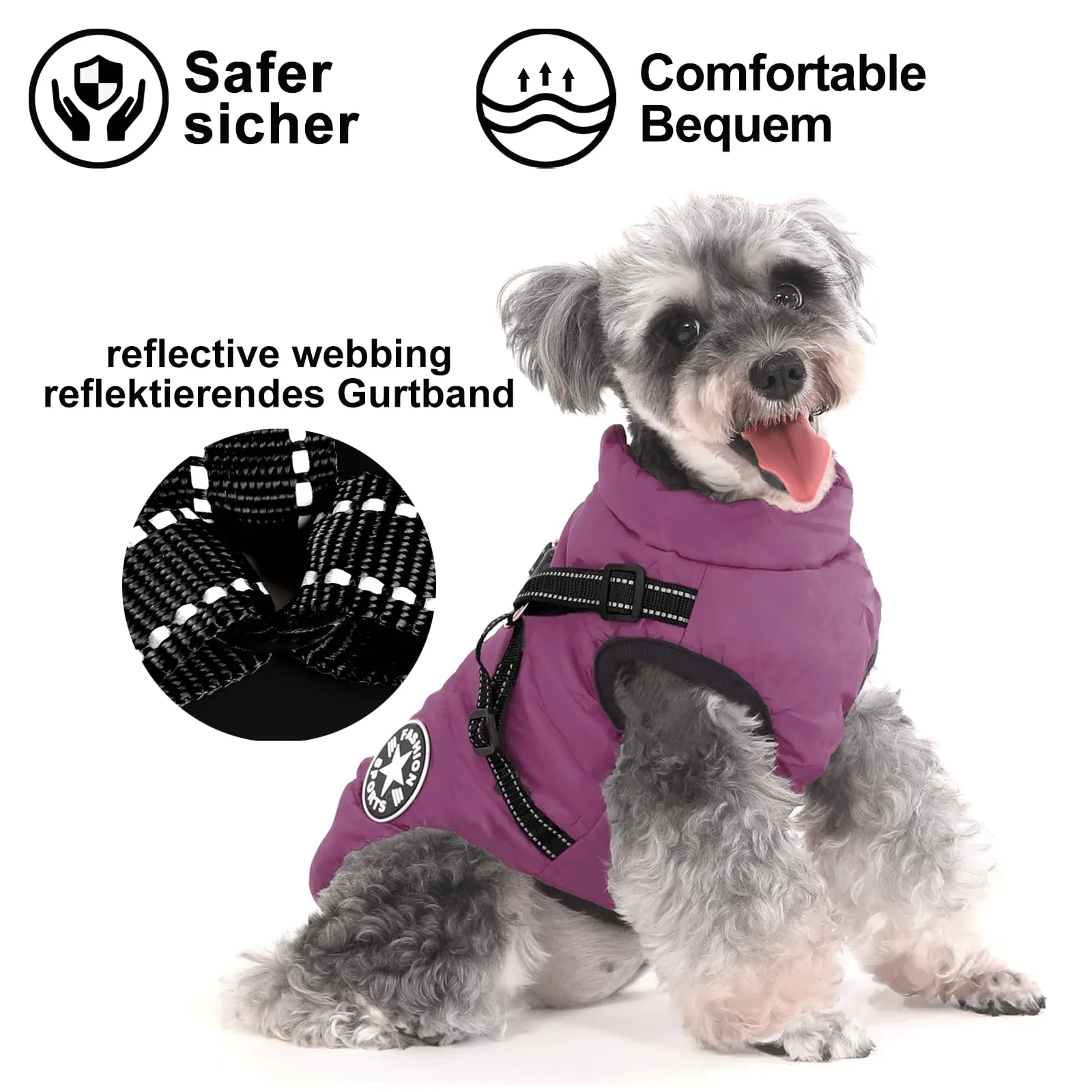 Aywoja Cappotto Cane Invernale Impermeabile con Pettorina e Strisce Riflettenti - immagine 4