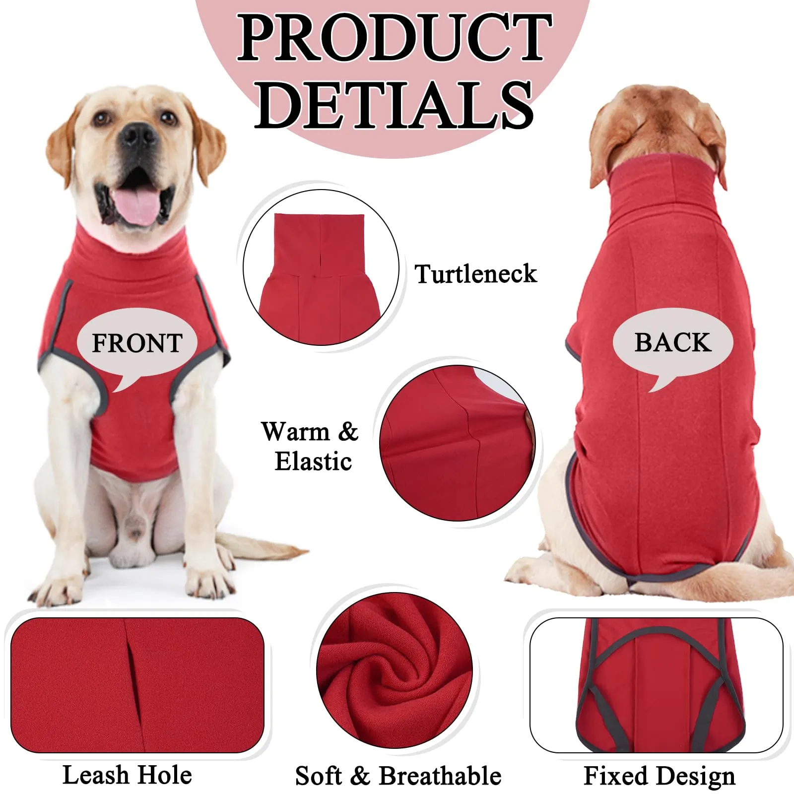 Hjyokuso Cappotto in Pile per Cani, Felpa e Maglioncino Caldo, XXS-XXXL - immagine 2