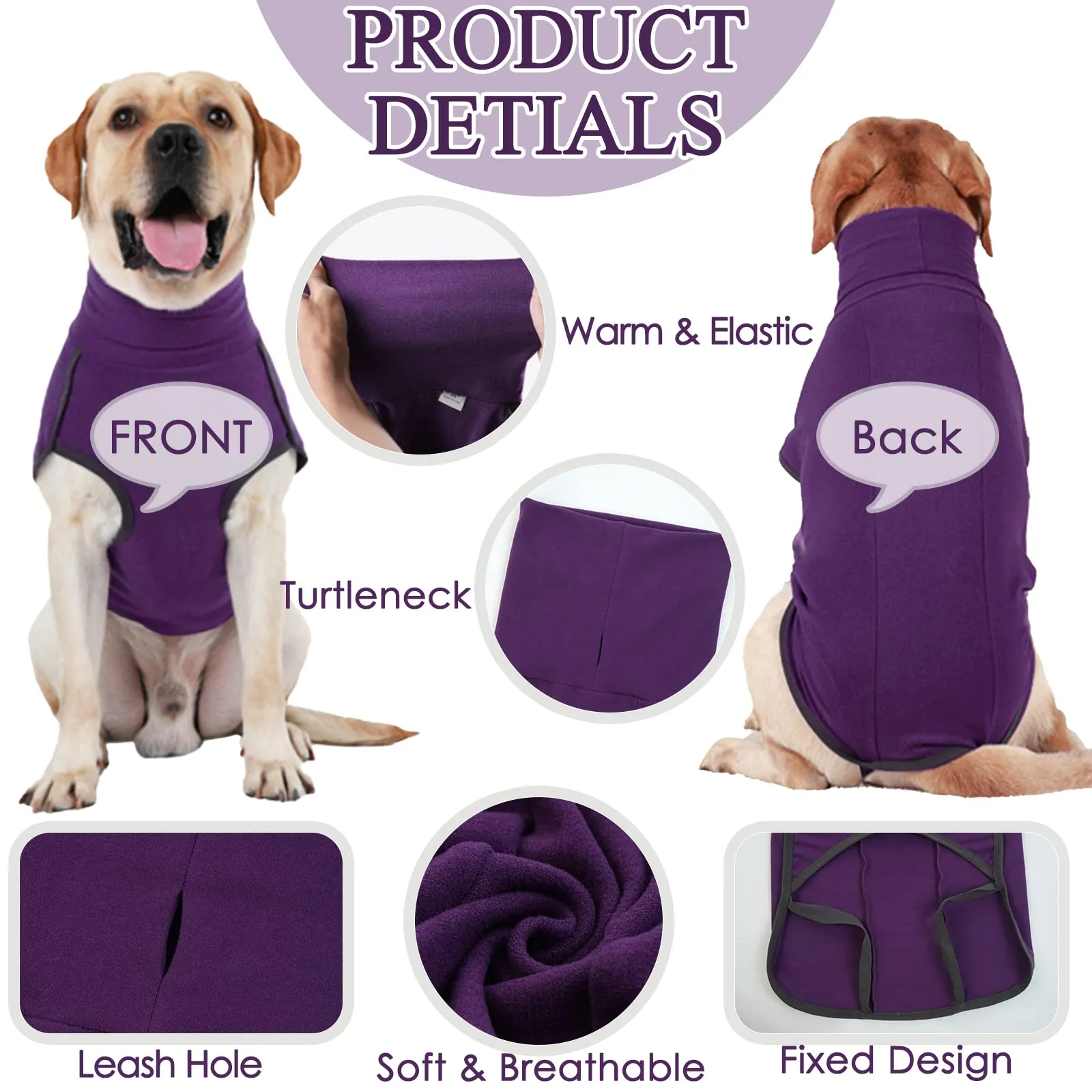 Hjyokuso Cappotto in Pile per Cane - Viola 3XL - immagine 2