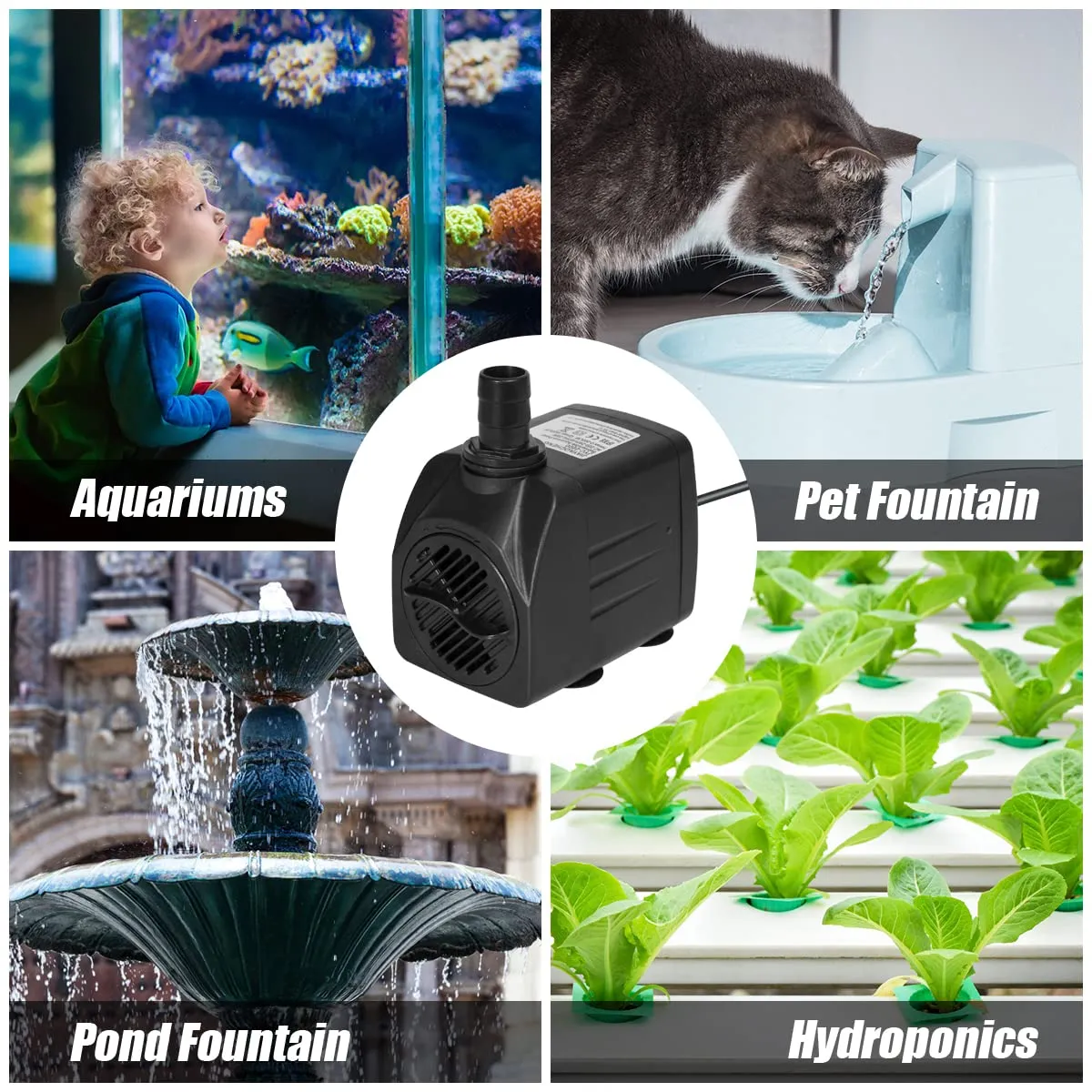Flintronic Mini Pompa Acqua Sommergibile 16W 800L/H - immagine 5