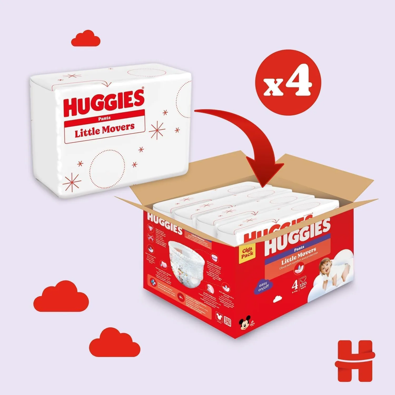 Huggies Little Movers Mutandina, Taglia 4, 9-14 kg, 120 Pannolini - immagine 3