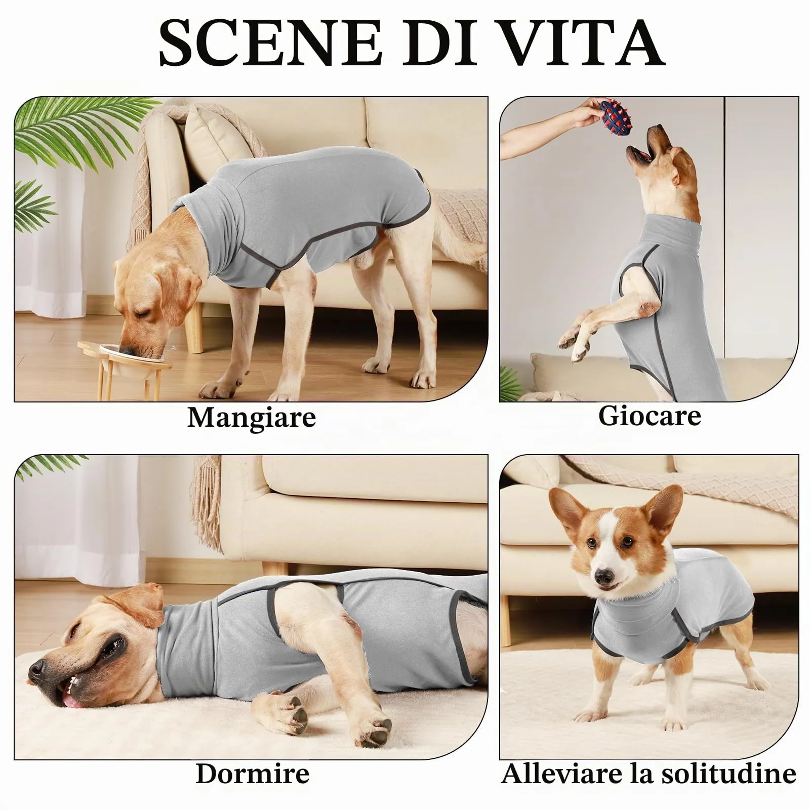 Hjyokuso Cappotto in Pile per Cani, Maglione Caldo e Morbido, Grigio, Taglia L - immagine 3