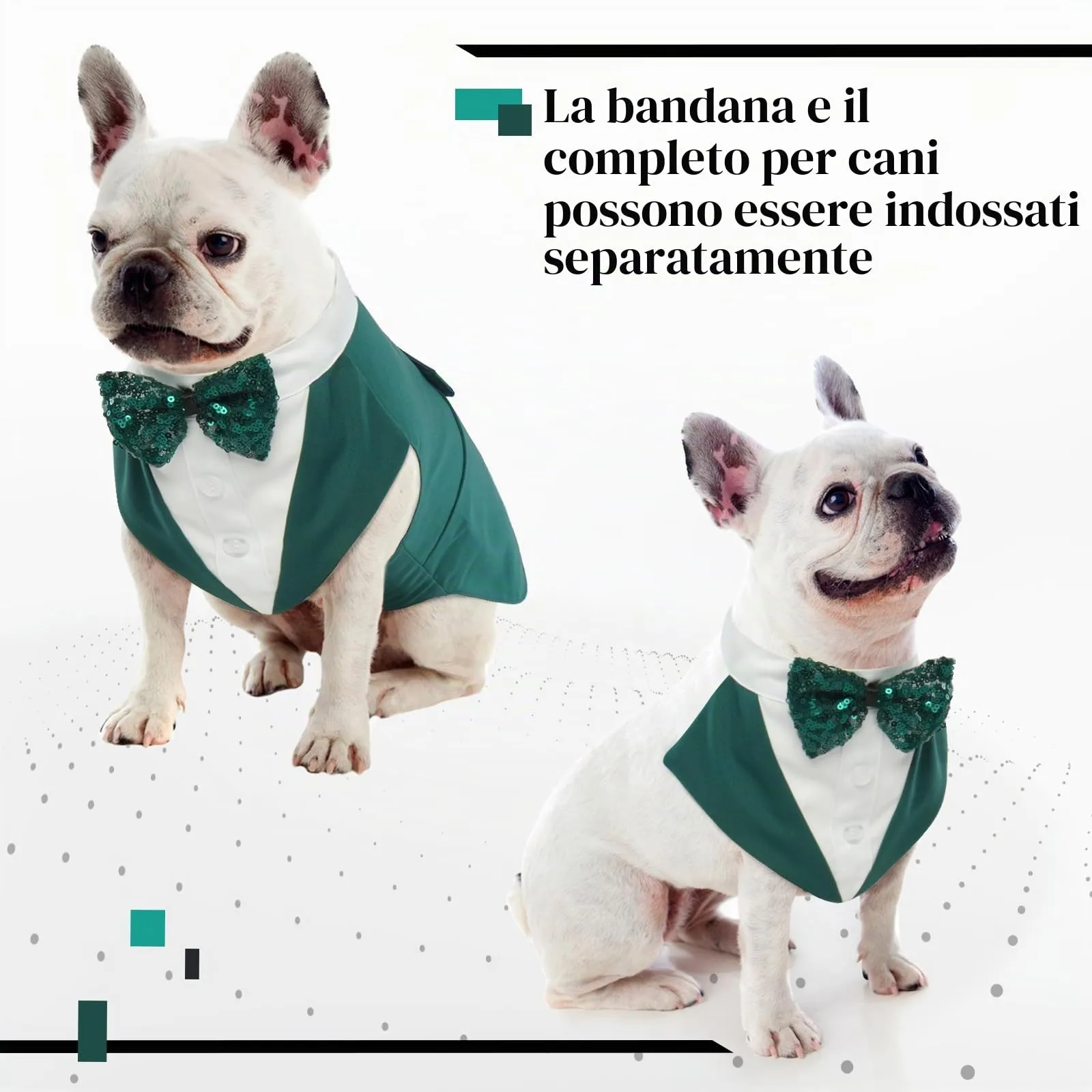 PUMYPOREITY Gilet Smoking per Cani con Papillon, Verde Scuro, S - immagine 3