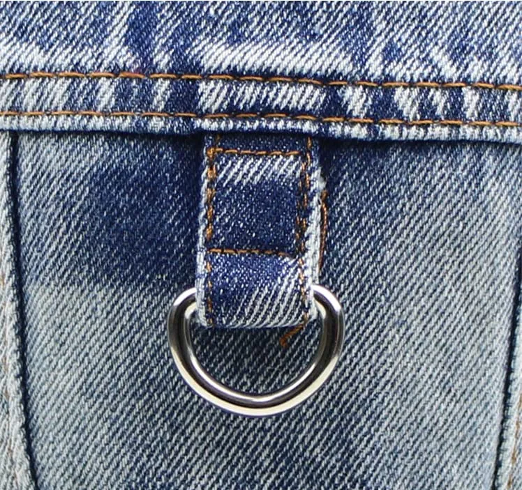 feiling Giacca in Denim per Cani con Gancio in Metallo per Guinzaglio, Nero, XL - immagine 8