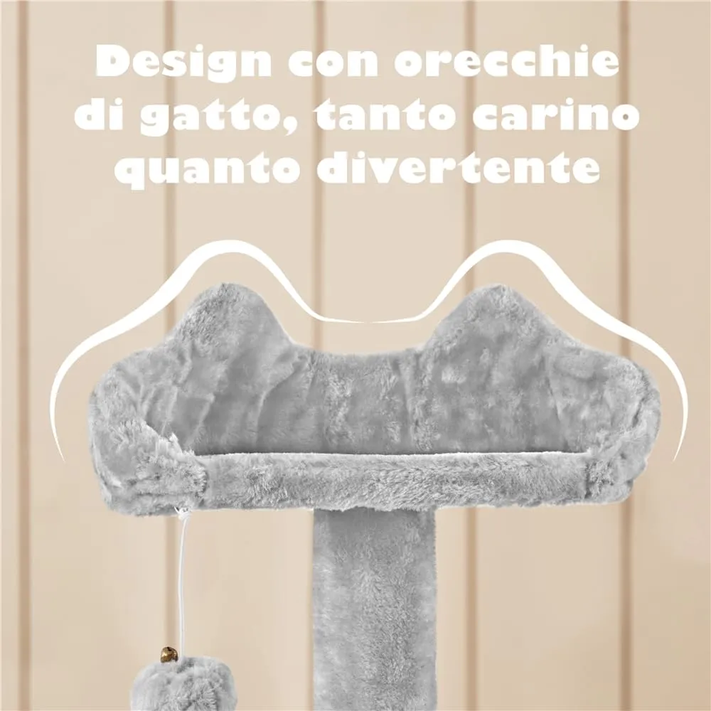 Yaheetech Albero Tiragraffi per Gatti Adulti 139 cm, Grigio Chiaro - immagine 8