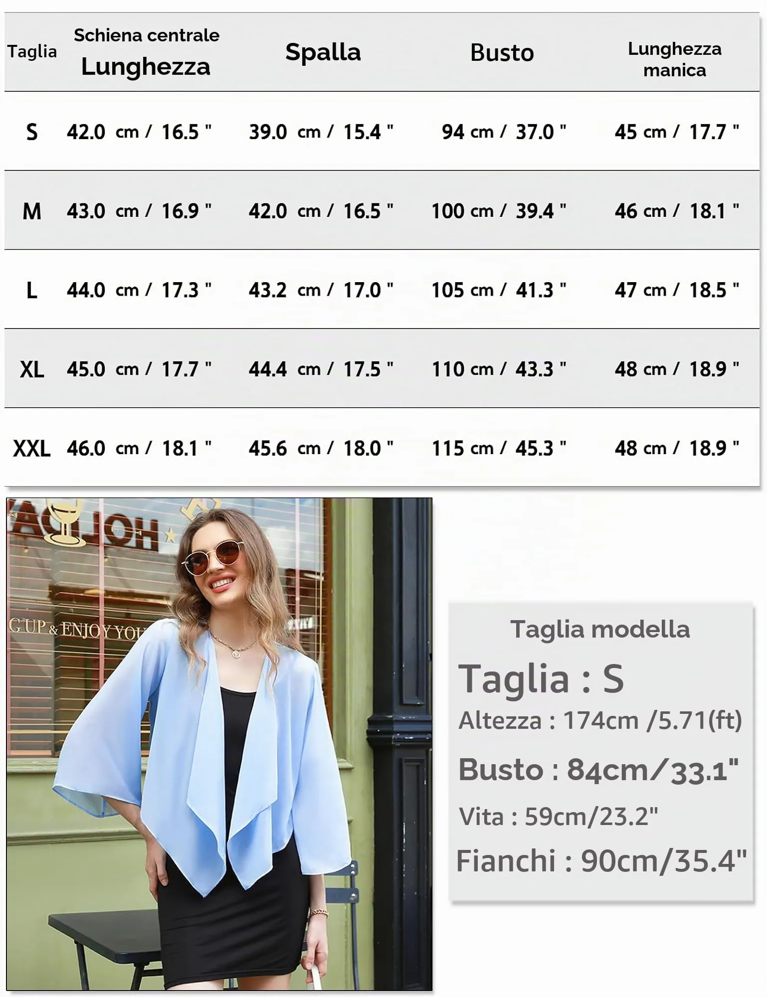 Aottori Coprispalle Donna in Chiffon Bolero Corto, Azzurro, L - immagine 6