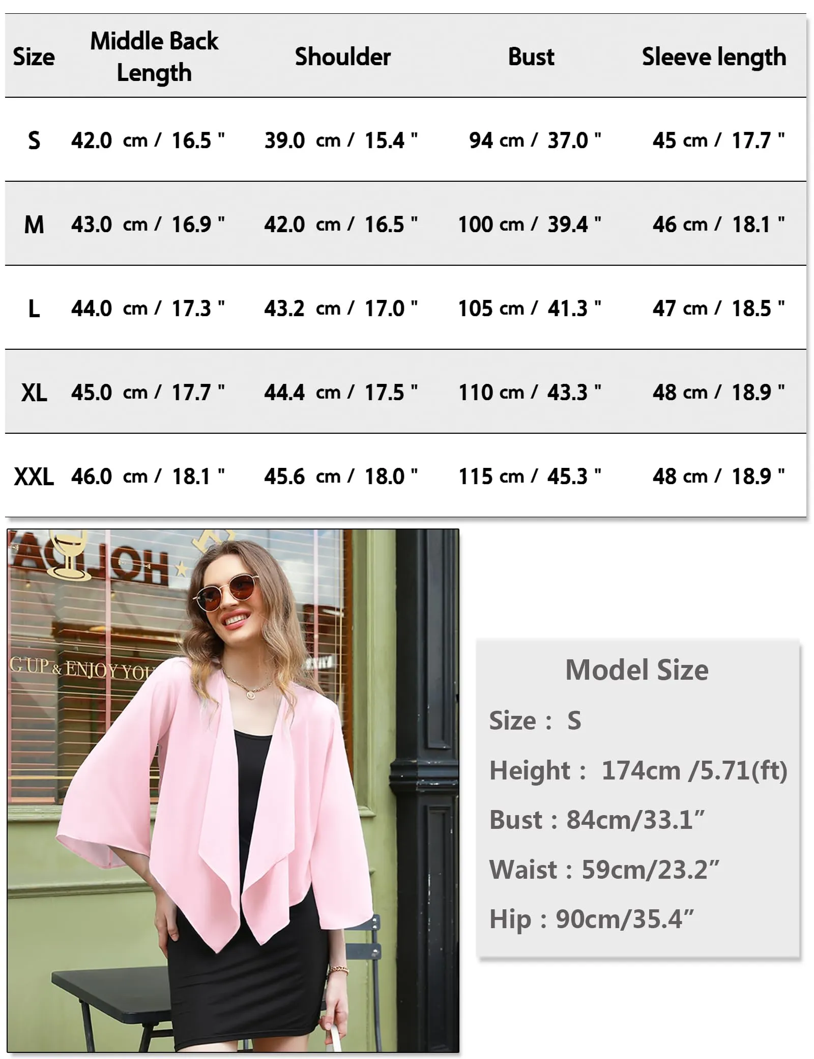Aottori Coprispalle Donna in Chiffon Trasparente, Rosa Chiaro, S - immagine 6