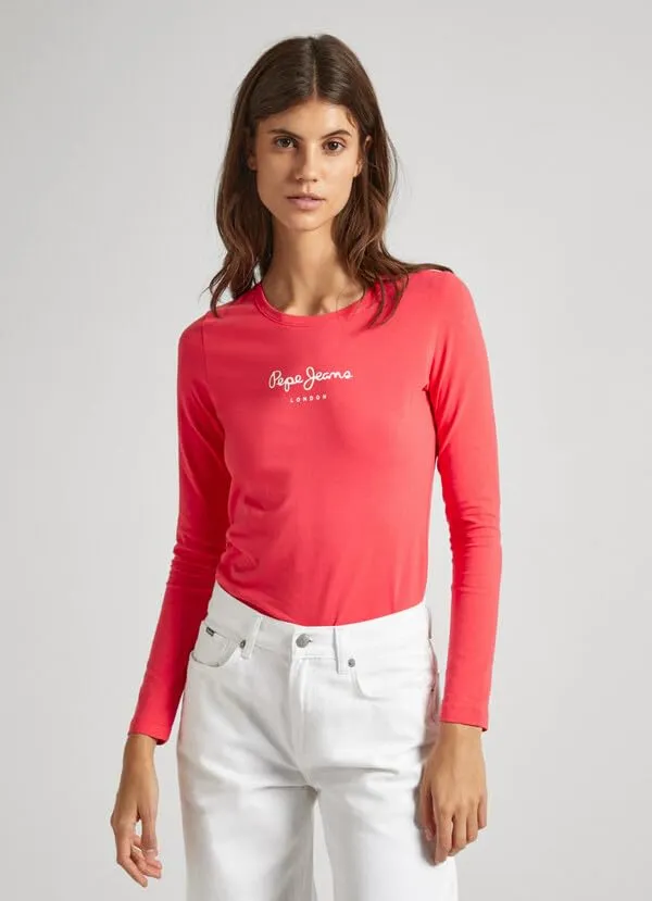 Pepe Jeans New Virginia LS N T-shirt Donna - Rosso (Crispy Red) - XL - immagine 2