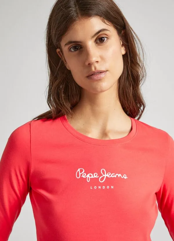 Pepe Jeans New Virginia LS N T-shirt Donna - Rosso (Crispy Red) - XL - immagine 4