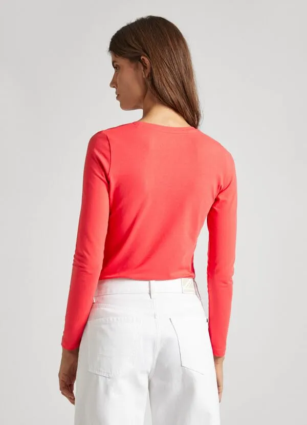 Pepe Jeans New Virginia LS N T-shirt Donna - Rosso (Crispy Red) - XL - immagine 5