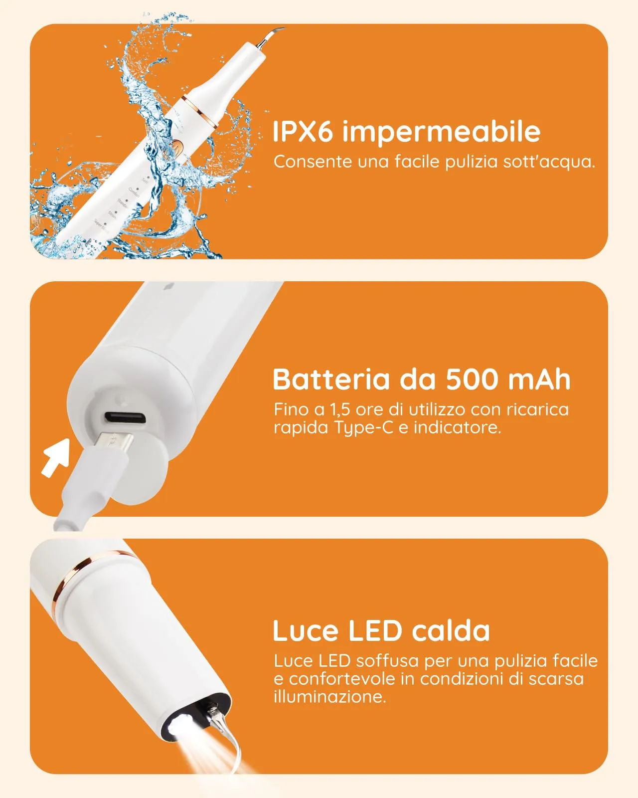 Petbank Kit Pulizia Denti Cane 14-in-1, Spazzolino Elettrico con Luce LED, 5 Modalità, USB Ricaricabile - immagine 5