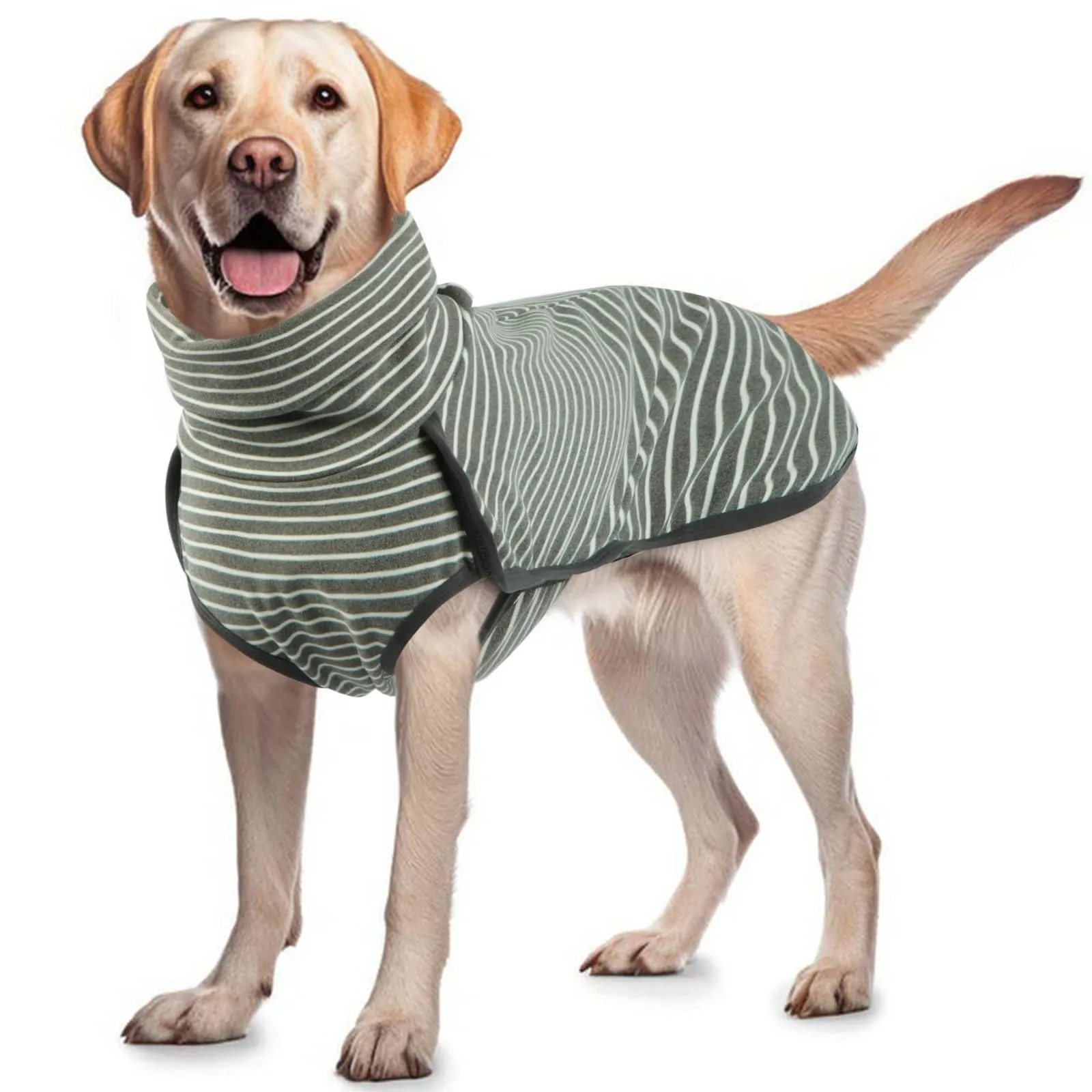 Hjyokuso Cappotto in Pile a Righe per Cani, Maglioncino Caldo e Morbido, Taglia XL - immagine 1