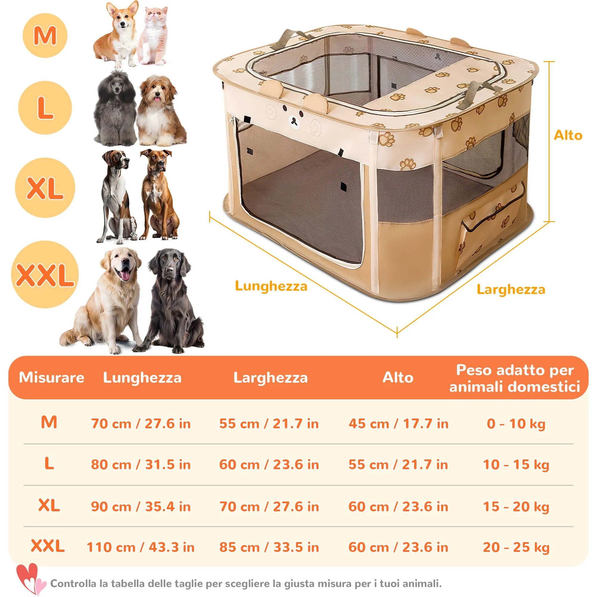 ALLSOPETS Recinto per Cani da Interno Pieghevole, Orso Marrone, XXL - immagine 6