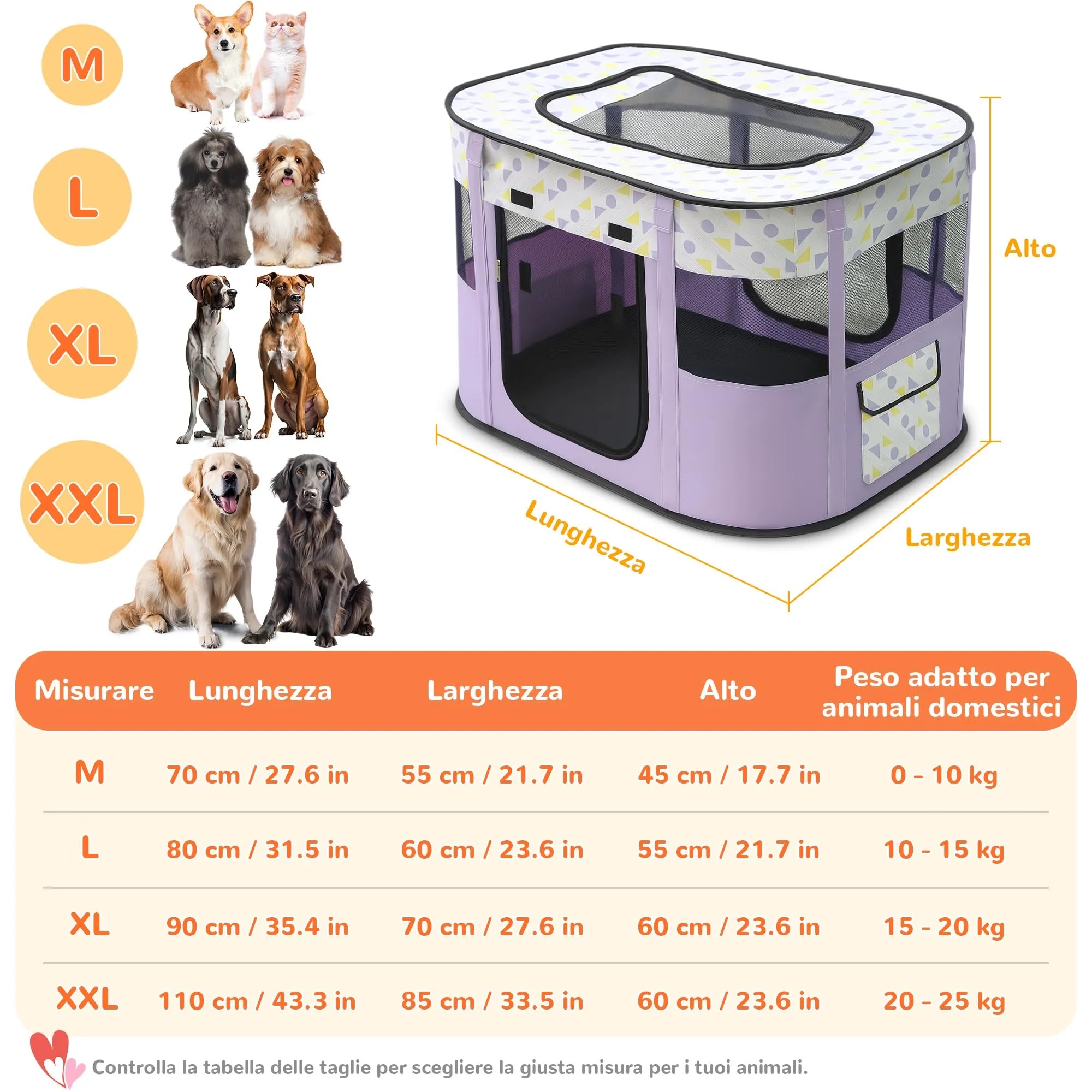 ALLSOPETS Recinto per Cani da Interno Pieghevole, Punti Viola, XL - immagine 6