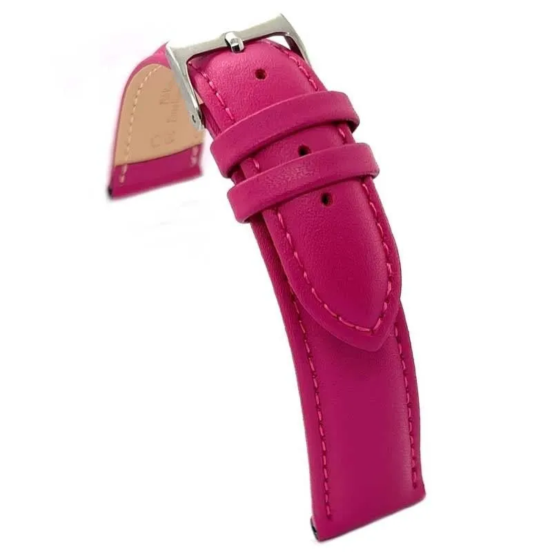 diloy Cinturino orologio pelle liscia cucita bombata 302 Rosa 20mm - immagine 1