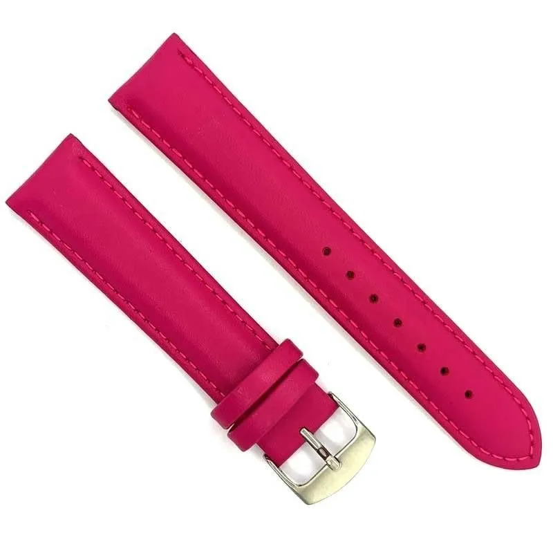 diloy Cinturino orologio pelle liscia cucita bombata 302 Rosa 20mm - immagine 2
