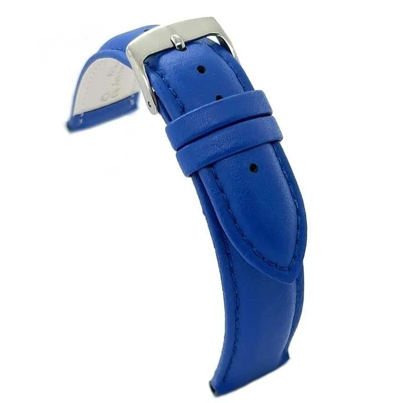 Diloy Cinturino Orologio Pelle Liscia Cucita Bombata 302 Blu 16mm - immagine 1