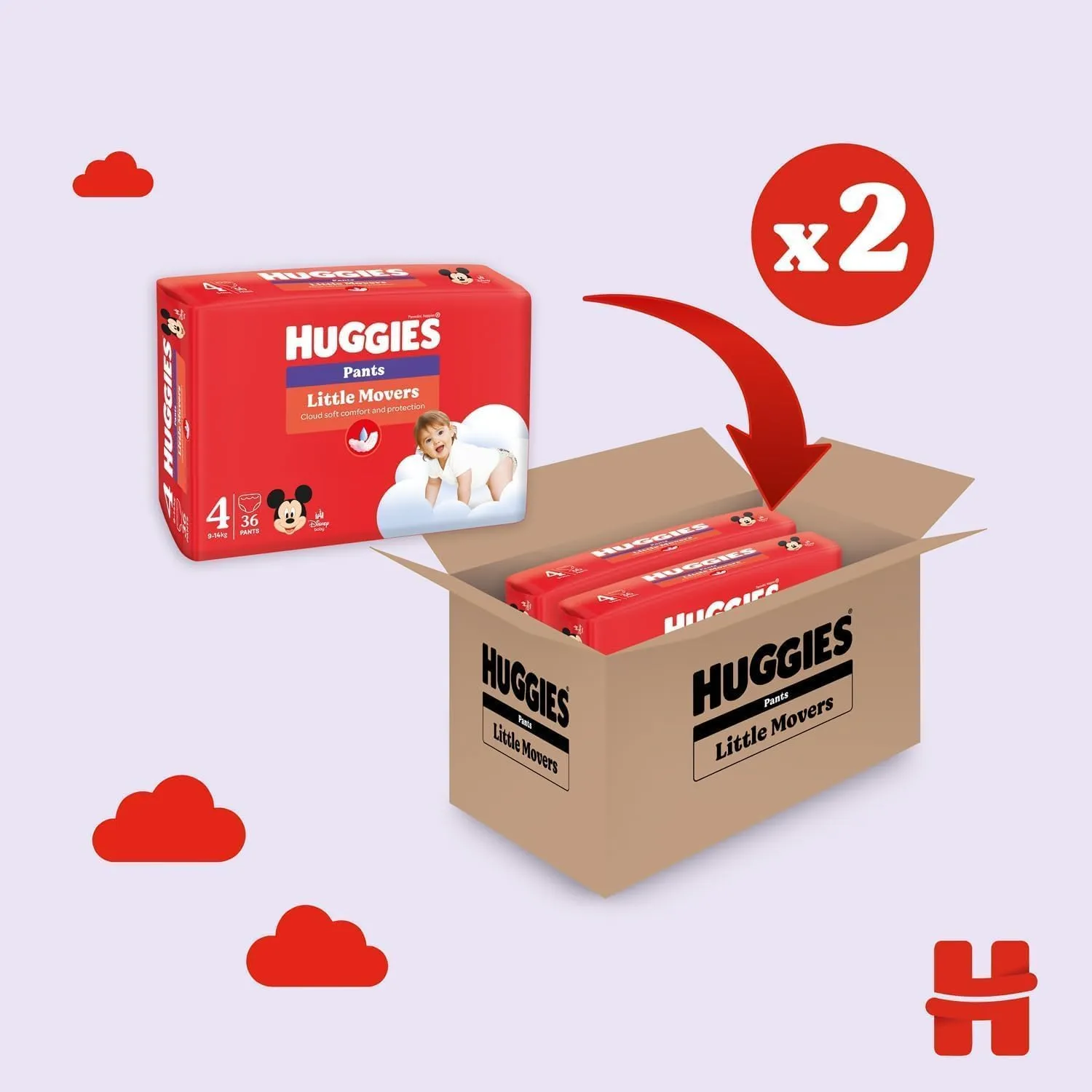 Huggies Little Movers Mutandina, Taglia 4 (9-14 Kg), 72 Pannolini - immagine 3