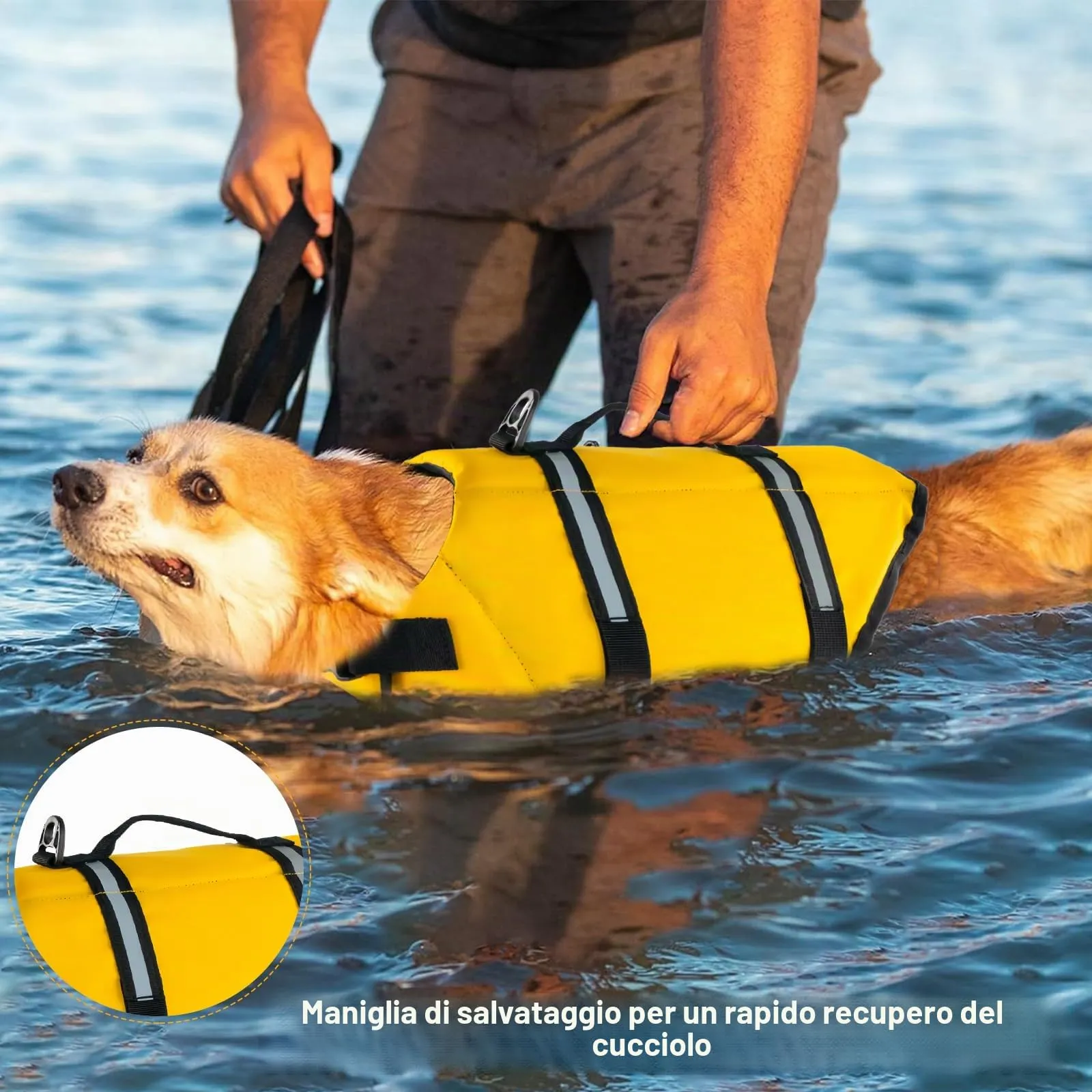 FainFun Giubbotto di Salvataggio per Cani, Giallo, L - immagine 5
