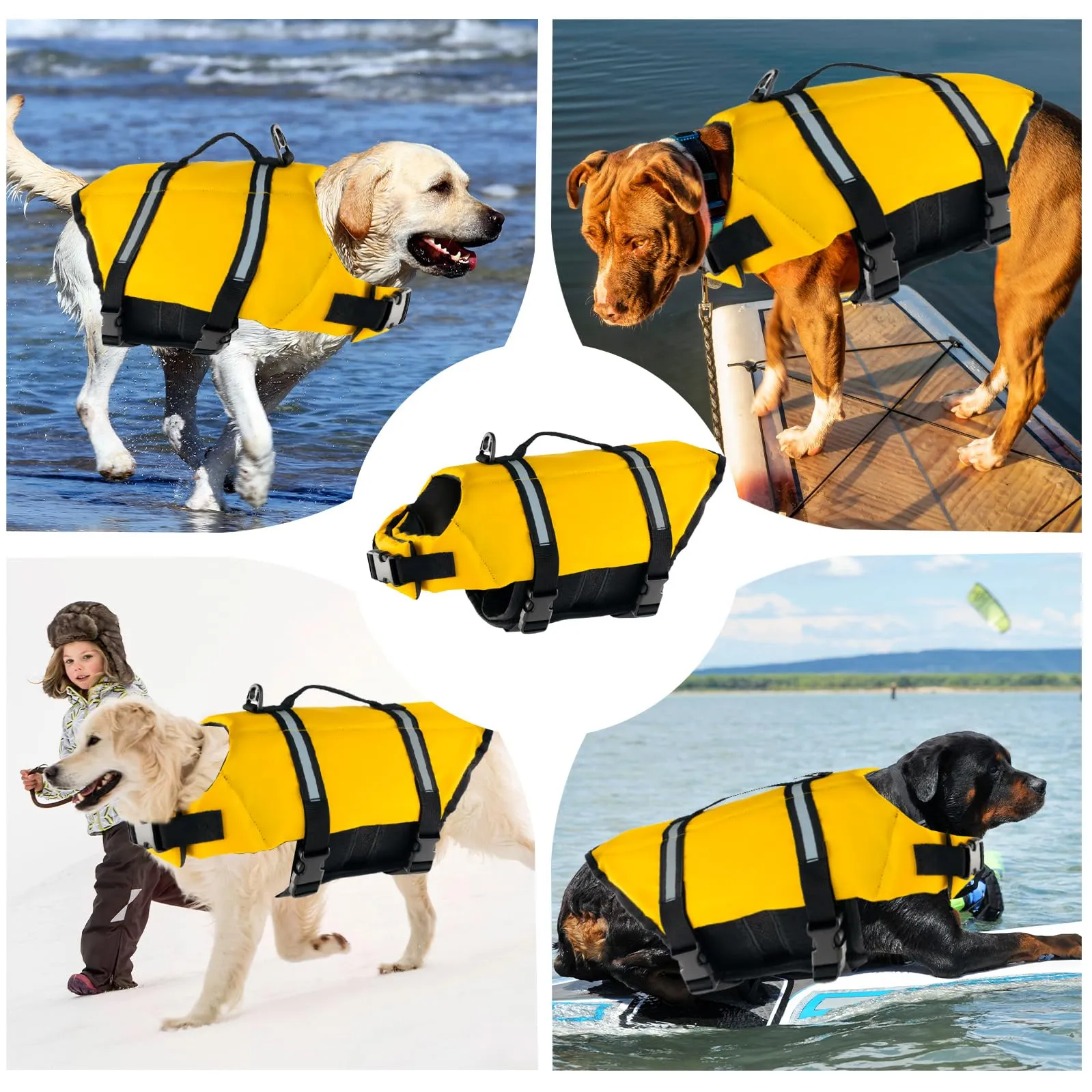 FainFun Giubbotto di Salvataggio per Cani, Giallo, L - immagine 7