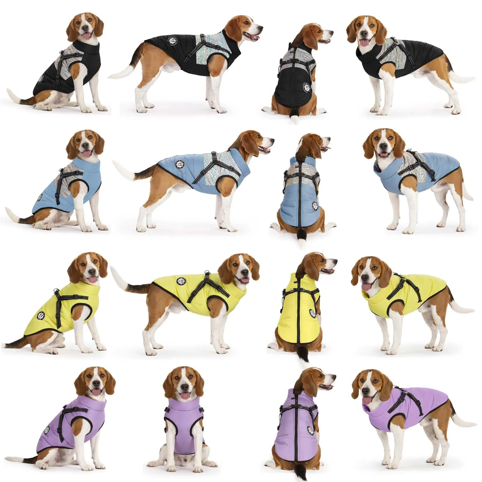 LUOWAN Cappotto Invernale Impermeabile per Cani con Imbracatura, Viola Chiaro, Taglia 18 - immagine 6