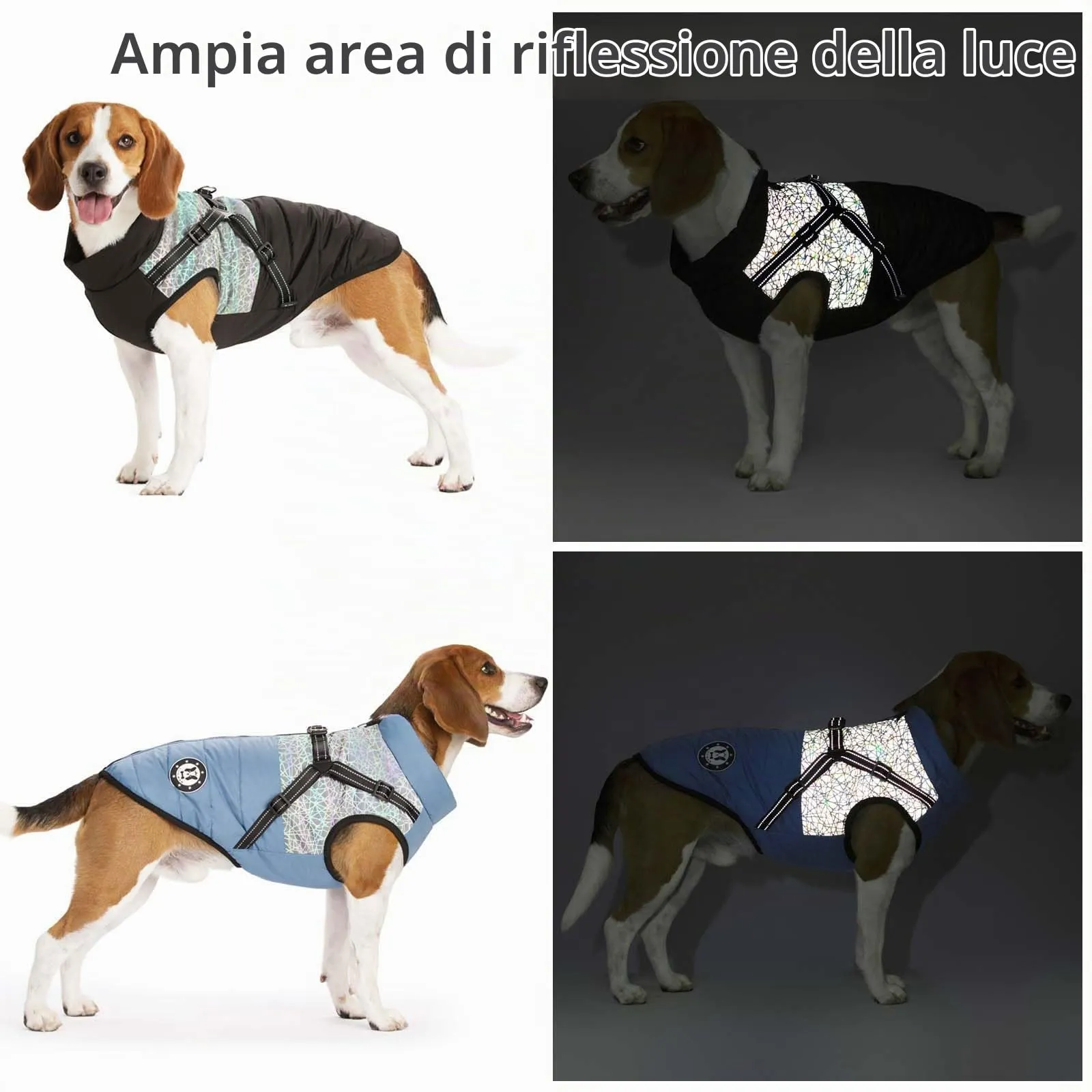 LUOWAN Cappotto Invernale Impermeabile per Cani Piccola e Media Taglia con Imbracatura e Riflettenti - immagine 3