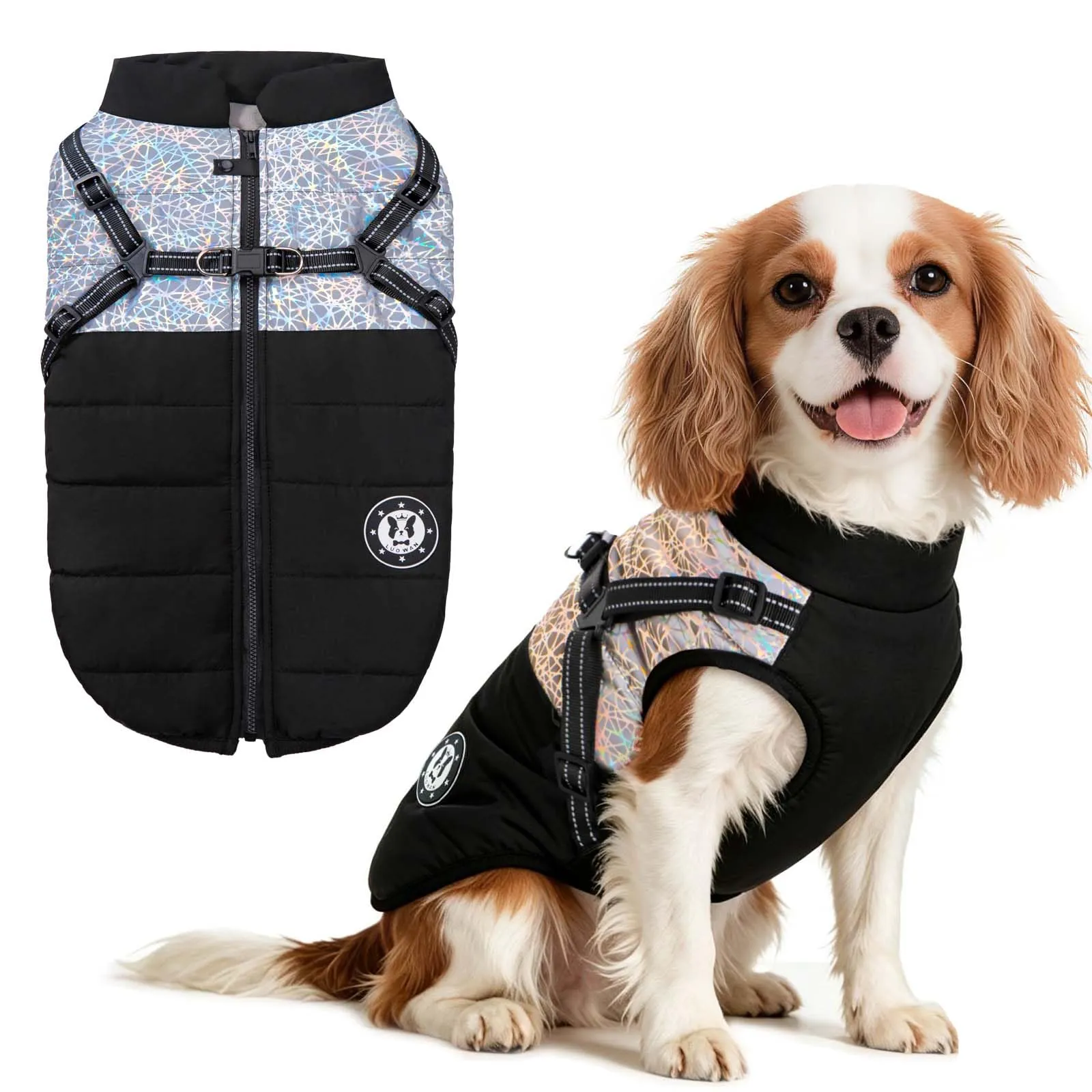 LUOWAN Cappotto Invernale Impermeabile per Cani Piccola e Media Taglia con Imbracatura e Gilet Caldo - immagine 1