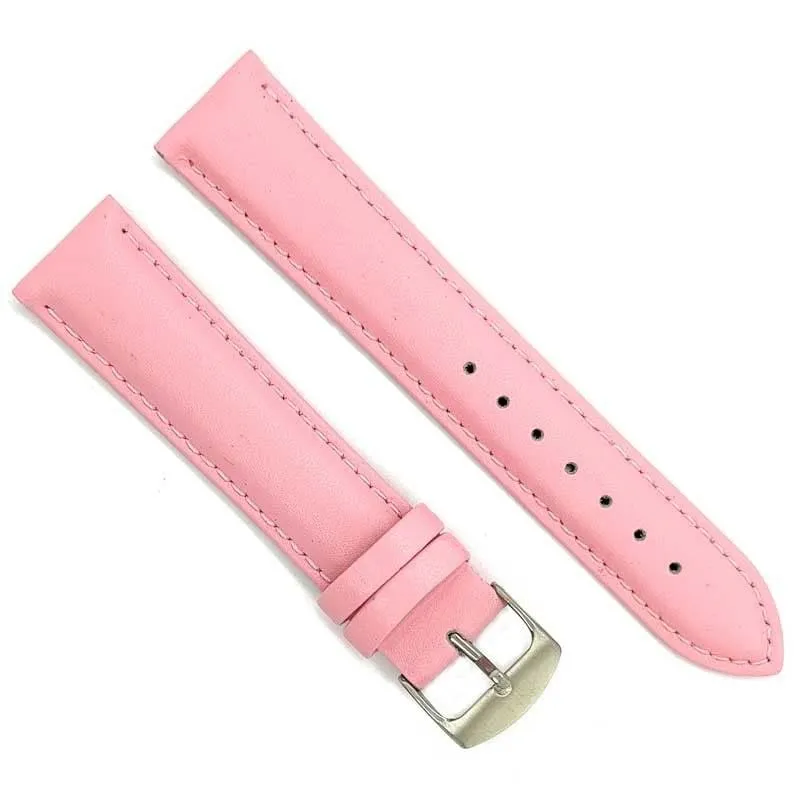 diloy Cinturino Orologio Pelle Liscia Cucita Bombata 302 Rosa Chiaro 20mm - immagine 2