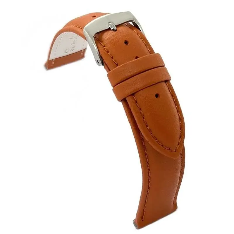 Diloy Cinturino Orologio Pelle Liscia Cucita Bombata 302 Marrone Chiaro 12mm - immagine 1