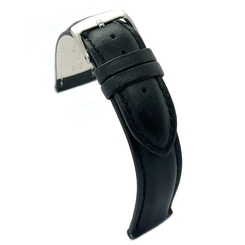 diloy Cinturino Orologio Pelle Liscia Cucita Bombata 302 Nero 24mm - immagine 1