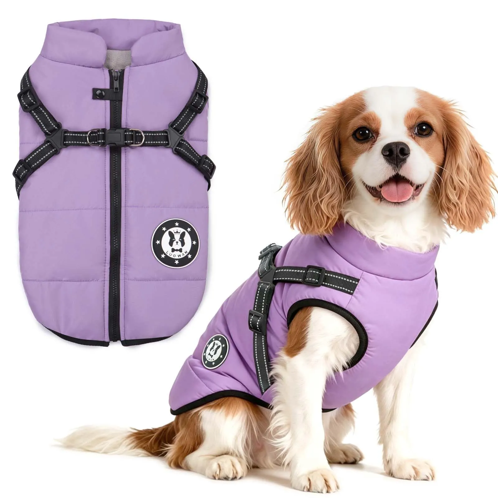 LUOWAN Cappotto Invernale Impermeabile per Cani con Imbracatura, Gilet Caldo in Pile per Taglie Piccole e Medie - immagine 1