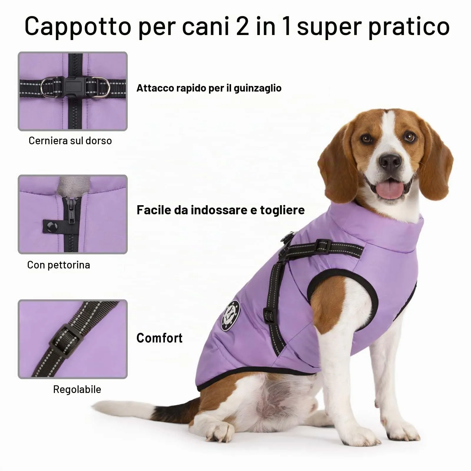 LUOWAN Cappotto Invernale Impermeabile per Cani con Imbracatura, Gilet Caldo in Pile per Taglie Piccole e Medie - immagine 5