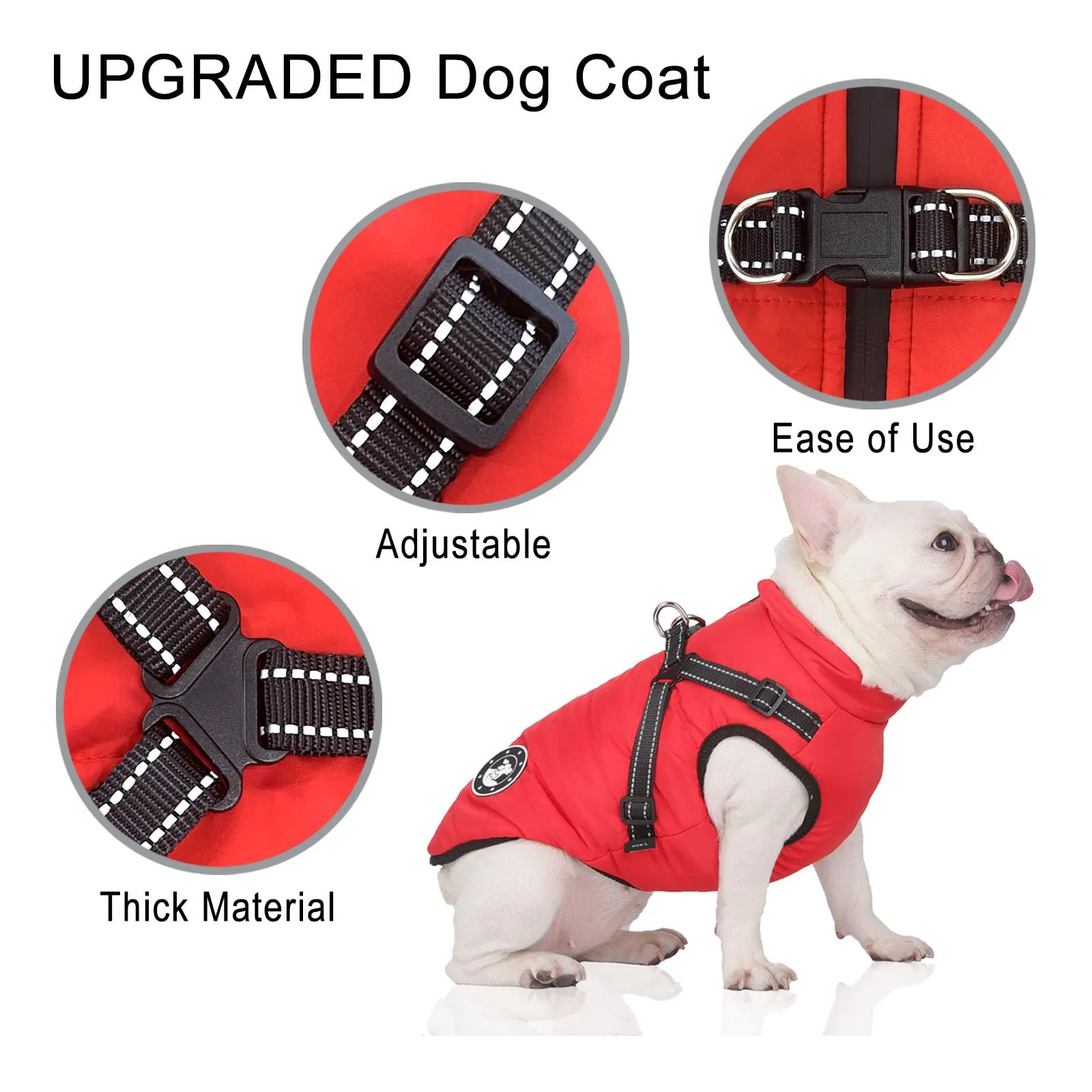 LUOWAN Cappotto Invernale Impermeabile per Cani con Imbracatura, Taglia Piccola e Media - immagine 4