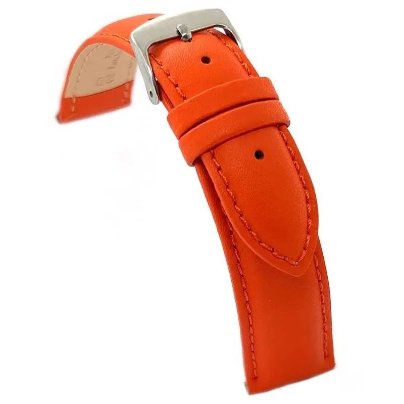 Diloy Cinturino Orologio Pelle Liscia Cucita Bombata 302 Arancia 12mm - immagine 1