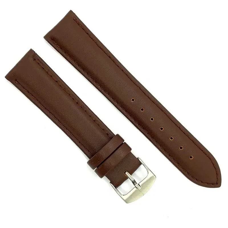 Diloy Cinturino Orologio Pelle Liscia Cucita Bombata 302 Marrone Scuro 14mm - immagine 2