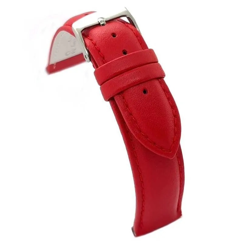 Diloy Cinturino Orologio Pelle Liscia Cucita Bombata 302 Rosso 16mm - immagine 1