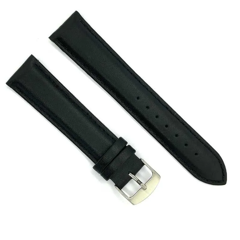 Diloy Cinturino Orologio Pelle Liscia Cucita Bombata 302 Nero 20mm - immagine 2
