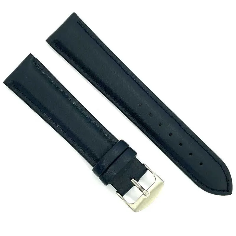 Diloy Cinturino Orologio Pelle Liscia Cucita Bombata 302 Blu Navy 16mm - immagine 2