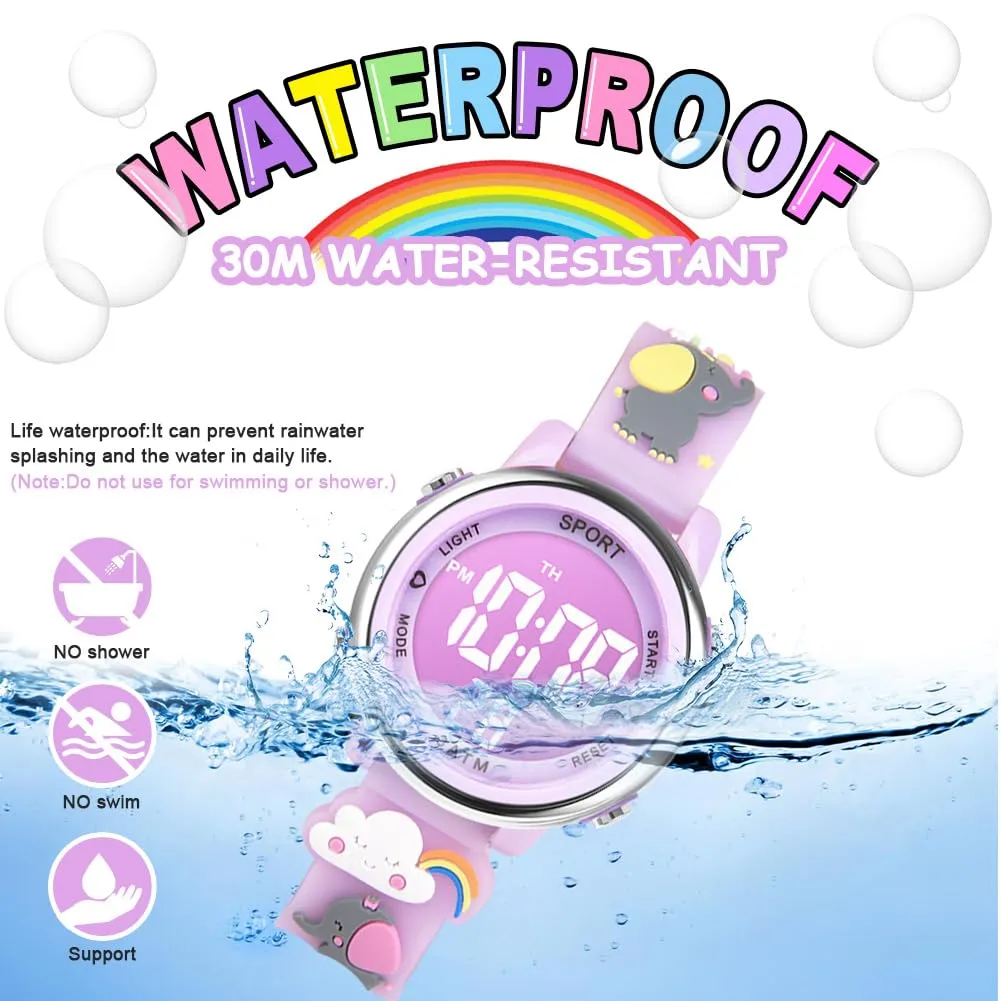 Vicloon Orologio Digitale per Bambini Unicorno Cartoni 3D Waterproof con Retroilluminazione a 7 Colori - immagine 5