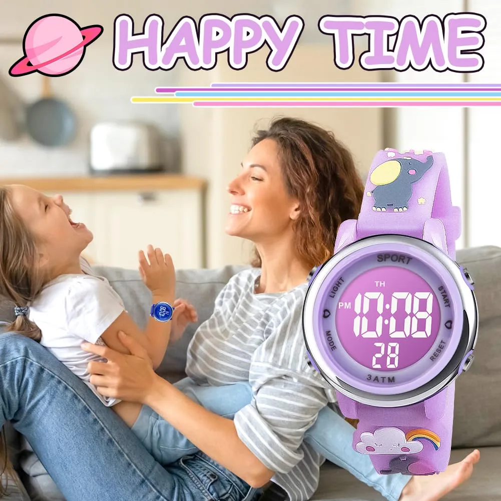 Vicloon Orologio Digitale per Bambini Unicorno Cartoni 3D Waterproof con Retroilluminazione a 7 Colori - immagine 7