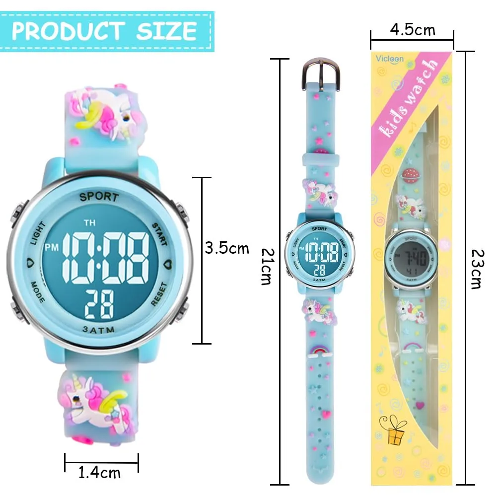 Vicloon Orologio Digitale per Bambini Unicorno 3D Waterproof con Retroilluminazione a 7 Colori - immagine 2